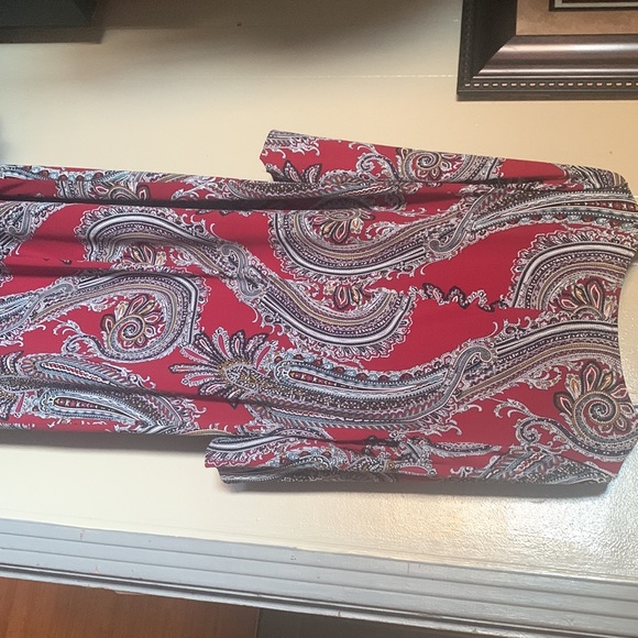 MSK Long Sleeve Red & Gray Mini Dress Large - Picture 2 of 4